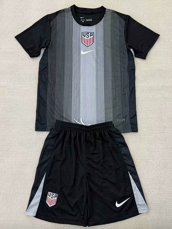 25/26 USA Goalkeeper Black Kids Soccer Jersey