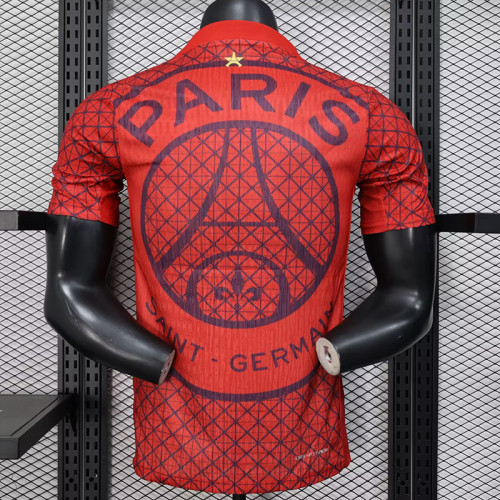 25/26 PSG Red Grid pattern  Player Version Training Shirts(With stars#前后带星）