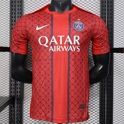 25/26 PSG Red Grid pattern  Player Version Training Shirts(With stars#前后带星）
