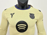 25/26 BAR Away Yellow  Player Version  Long Sleeve  Soccer Jersey