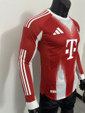 25/26 Bayern Home  Player Version  Long Sleeve Soccer Jersey