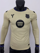 25/26 BAR Away Yellow  Player Version  Long Sleeve  Soccer Jersey