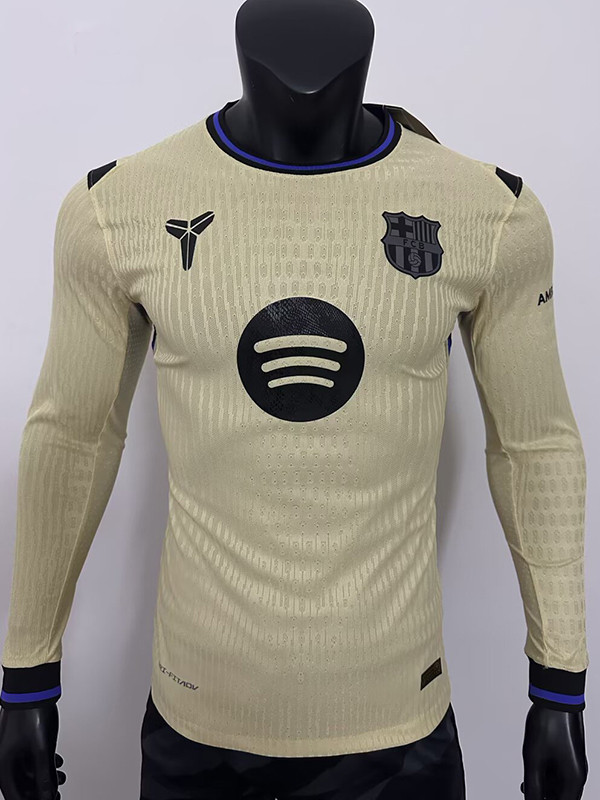 25/26 BAR Away Yellow Player Version Long Sleeve Soccer Jersey