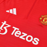 Copy 25/26 Man Utd Red  Half Pull Tracksuit胸前广告  (半拉链)