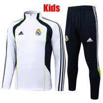 25/26  RMA White Retro Edition  Half Pull Kids Tracksuit #E2572(童装、半拉链)
