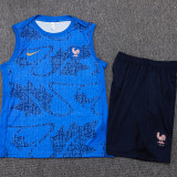 25/26 France Blue Tank top and shorts suit#D25136