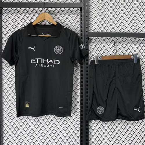 25/26 Man City  fourth Black Kids Soccer Jersey