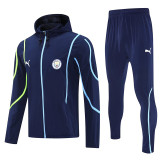 25/26  Man City Royal Blue Hooded Jacket Tracksuit