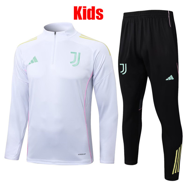 25/26 JUV White Kids Half Pull Tracksuit #E25117 (童装、半拉链)