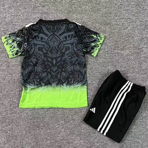25/26 LIV Black Green Eagle's head  Kids Soccer Jersey