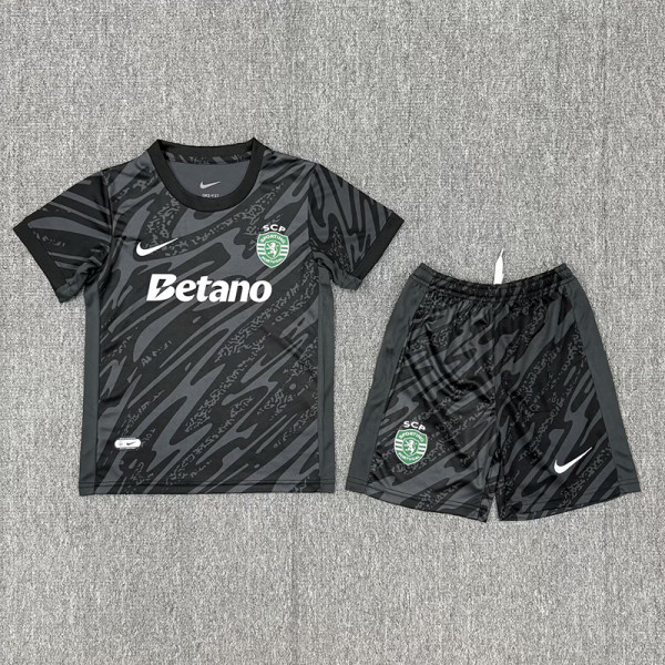 25/26 Sporting Lisbon Goalkeeper Black Kids Soccer Jersey