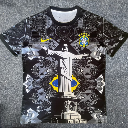 25/26 Brazil Jesus Statue Grey Black Fans Soccer Jersey