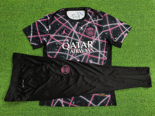 25/26 PSG Black Purple  Player Version Training Shirts&Long Pants