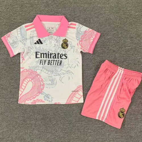 25/26 RMA Dragon Edition Pink White Kids Soccer Jersey
