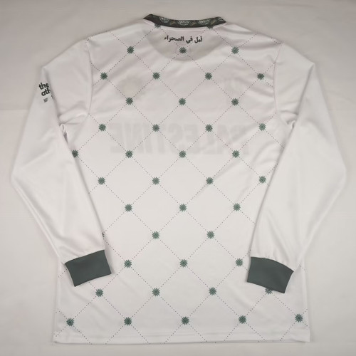Palestine Twelve flowers English Edition Long Sleeve Retro  Soccer Jersey
