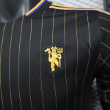 25/26 Man Utd Leisure Edition Black Player Version Soccer Jersey黄色细线