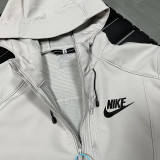 25/26 NK Grey Thickened Assault  Hooded Windbreaker# RK1102 (加厚冲锋衣）