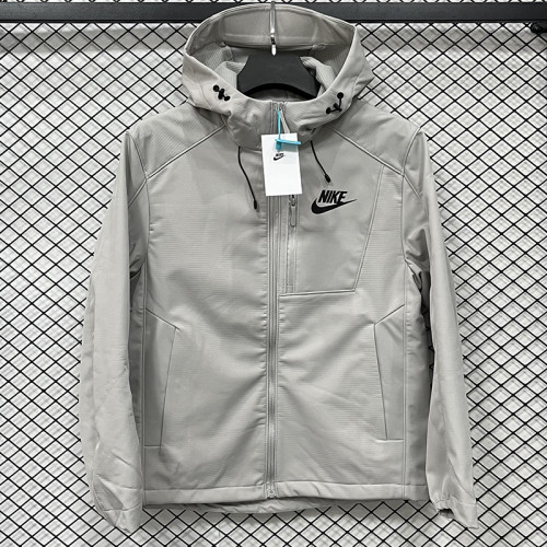 25/26 NK Grey Thickened Assault  Hooded Windbreaker# RK1102 (加厚冲锋衣）
