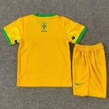 25/26 Brazil Yellow Jesus Statu Kids  Soccer Jersey