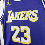 25/26 LAKERS JAMES #23 Purple Flying Man Top Quality Hot Pressing NBA Jersey(圆领）