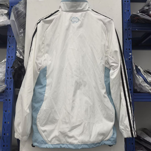 25/26 Argentina White & Lake Blue Embroidery Retro windbreaker
