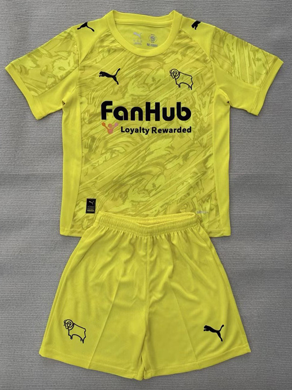 25/26 Derby County F.C Goalkeeper Yellow Kids Soccer Jersey