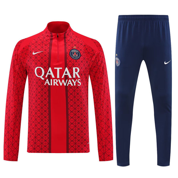25/26 PSG Red Ｇrid Half Pull Tracksuit (半拉链)