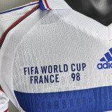 1998 France Away Player Version Retro Soccer Jersey(右胸带小字)