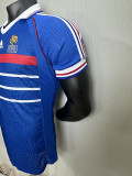 1998 France Home Player Version Retro Soccer Jersey(右胸带小字)