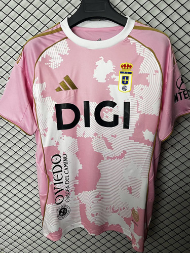 25/26 Real Oviedo Pink Fans Soccer Jersey