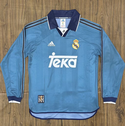 1999/2000 RMA Blue Retro Long Sleeve Soccer Jersey