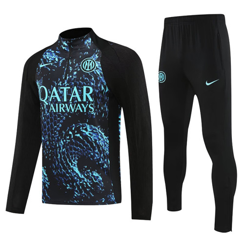25/26 INT Snake Pattern Black Half Pull Tracksuit  (半拉链)