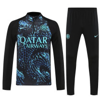 25/26 INT Snake Pattern Black Half Pull Tracksuit  (半拉链)