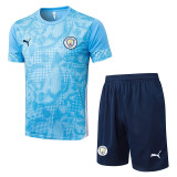 25/26 Man City Light Blue Inkjet Training Short Suit#D25219