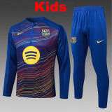 25/26 BAR Diagonal inkjet Blue Kids Half Pull Tracksuit#E25174 (童装半拉链)