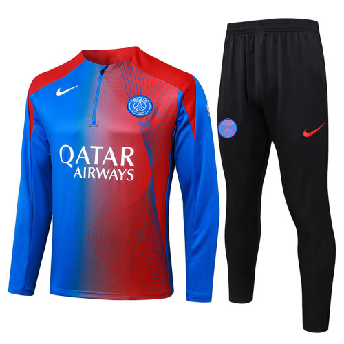 25/26 PSG Blue Red Inkjet Half Pull Tracksuit#B25118 (半拉链)