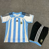 2006 Argentina Home Kids Retro Soccer Jersey