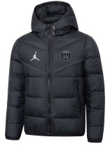 25/26 PSG Jordan White Logo Black Hooded Cotton Coat 连帽棉衣 25/26 PSG Jordan White Logo Black Hooded Cotton Coat 连帽棉衣