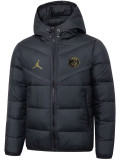 25/26 PSG Jordan Ｇold Logo Black Hooded Cotton Coat 金标连帽棉衣