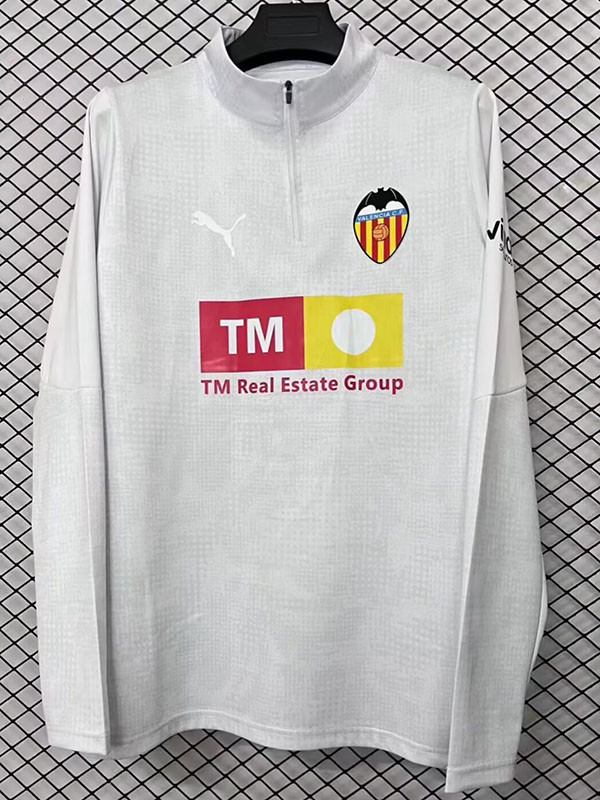 25/26 Valencia White Half Pull Tracksuit Tops (半拉链)