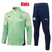 25/26 Man City Light Green Kids Half Pull Tracksuit#E25212(半拉链)