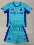 25/26 Marseille Goalkeeper Lake Blue Kids Soccer Jersey