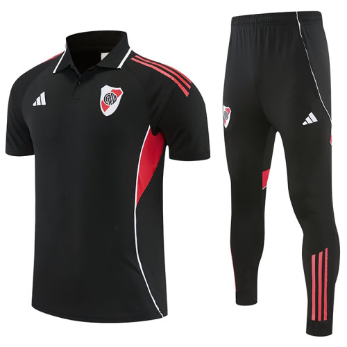 25/26  River Plate Black polo shirts pants suit