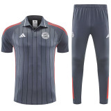 25/26 Bayern Grey Stripe polo shirts pants suit