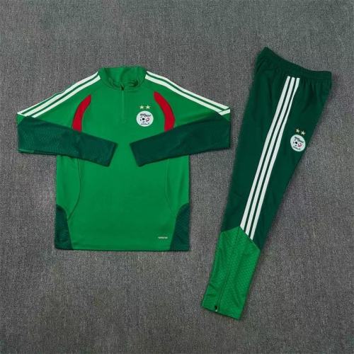 26/27 Algeria Football Team Uniforms Long Style Green and Black Adult Sports Outfit