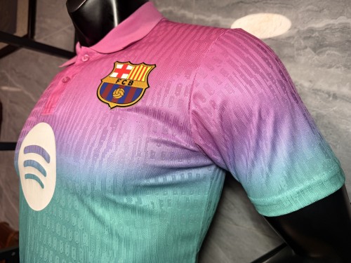 26/27 BAR POLO shirt in three color gradations: purple, green and blue Player Version Soccer Jersey