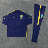 2026/27 Brazil Jordan Brand Collaboration  Edition  Sapphire blue  Adult long-sleeved, Half Pull , training suit set