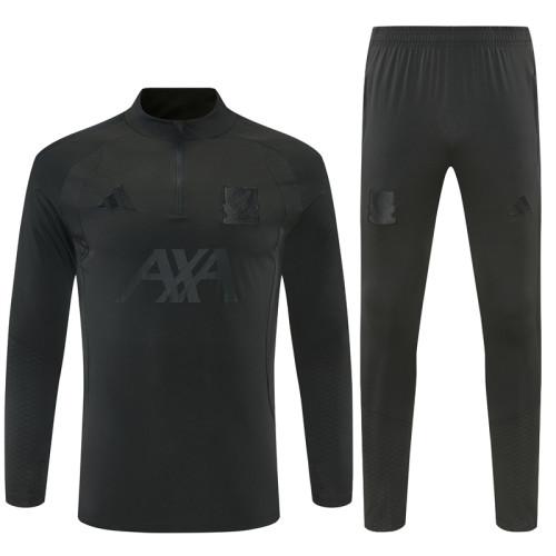 2026/27 LIV  All-black version   Adult long-sleeved, Half Pull , training suit set