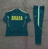 2026/27 Brazil Dark green  Adult long-sleeved, Half Pull , training suit set