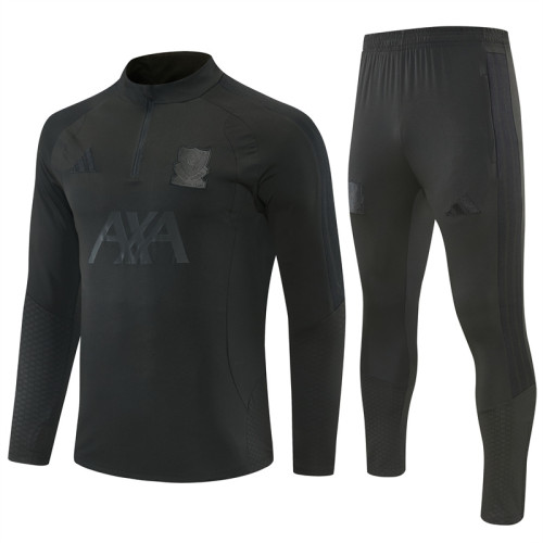 2026/27 LIV  All-black version   Adult long-sleeved, Half Pull , training suit set